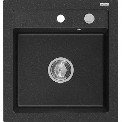 Mexen Vito  konyhai mosogató gránit 1 medence+ pop up szifon 520 x 490 mm, fekete / króm - 6503521000-73 1 medencés 1 medencés 406959 Mexen