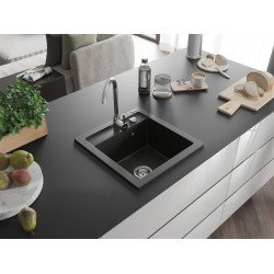 Mexen Vito  konyhai mosogató gránit 1 medence+ pop up szifon 520 x 490 mm, fekete / arany - 6503521000-75 1 medencés 1 medencés 406959 Mexen