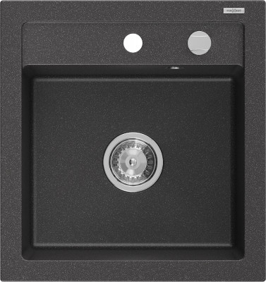 Mexen Vito  konyhai mosogató gránit 1 medence+ pop up szifon 520 x 490 mm, fekete köhatasu - 6503521000-76 1 medencés