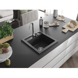 Mexen Vito  konyhai mosogató gránit 1 medence+ pop up szifon 520 x 490 mm, fekete köhatasu - 6503521000-76 1 medencés 1 medencés 406959 Mexen