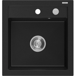 Mexen Vito  konyhai mosogató gránit 1 medence+ pop up szifon 520 x 490 mm, fekete  - 6503521000-77 1 medencés 1 medencés 406959 Mexen