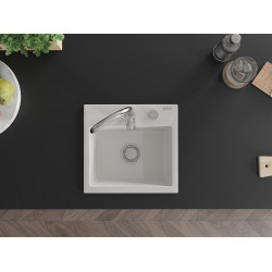 Mexen Milo  konyhai mosogató gránit 1 medence+ pop up szifon 435 x 410 mm, fehér  - 6505441000-20 1 medencés