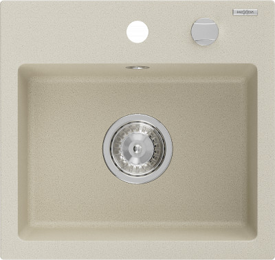Mexen Milo  konyhai mosogató gránit 1 medence+ pop up szifon 435 x 410 mm, beige - 6505441000-69 1 medencés