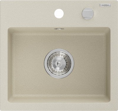 Mexen Milo  konyhai mosogató gránit 1 medence+ pop up szifon 435 x 410 mm, beige - 6505441000-69 1 medencés