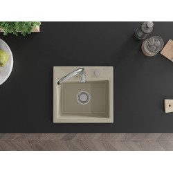 Mexen Milo  konyhai mosogató gránit 1 medence+ pop up szifon 435 x 410 mm, beige - 6505441000-69 1 medencés