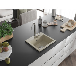 Mexen Milo  konyhai mosogató gránit 1 medence+ pop up szifon 435 x 410 mm, beige - 6505441000-69 1 medencés 1 medencés 406959 Mexen