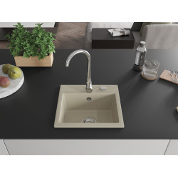 Mexen Milo  konyhai mosogató gránit 1 medence+ pop up szifon 435 x 410 mm, beige - 6505441000-69 1 medencés