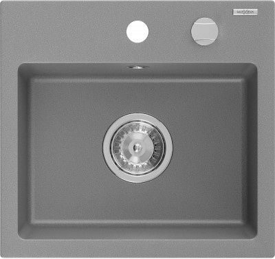 Mexen Milo  konyhai mosogató gránit 1 medence+ pop up szifon 435 x 410 mm, szürke  - 6505441000-71 1 medencés