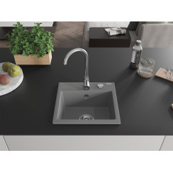 Mexen Milo  konyhai mosogató gránit 1 medence+ pop up szifon 435 x 410 mm, szürke  - 6505441000-71 1 medencés