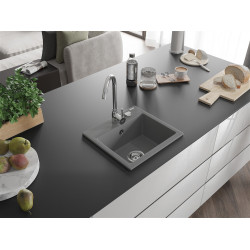 Mexen Milo  konyhai mosogató gránit 1 medence+ pop up szifon 435 x 410 mm, szürke  - 6505441000-71 1 medencés 1 medencés 406959 Mexen