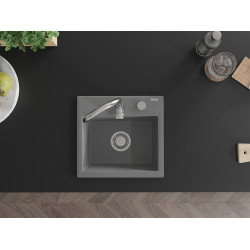 Mexen Milo  konyhai mosogató gránit 1 medence+ pop up szifon 435 x 410 mm, szürke  - 6505441000-71 1 medencés