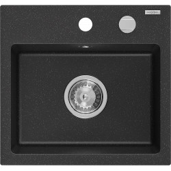 Mexen Milo  konyhai mosogató gránit 1 medence+ pop up szifon 435 x 410 mm, fekete / króm - 6505441000-73 1 medencés 1 medencés 406959 Mexen