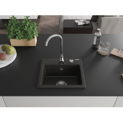 Mexen Milo  konyhai mosogató gránit 1 medence+ pop up szifon 435 x 410 mm, fekete / arany - 6505441000-75 1 medencés