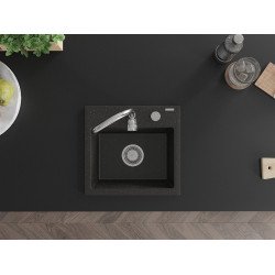 Mexen Milo  konyhai mosogató gránit 1 medence+ pop up szifon 435 x 410 mm, fekete / arany - 6505441000-75 1 medencés