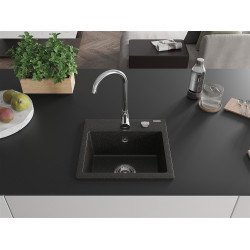 Mexen Milo  konyhai mosogató gránit 1 medence+ pop up szifon 435 x 410 mm, fekete / arany - 6505441000-75 1 medencés