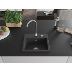 Mexen Milo  konyhai mosogató gránit 1 medence+ pop up szifon 435 x 410 mm, fekete köhatasu - 6505441000-76 1 medencés