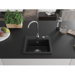 Mexen Milo  konyhai mosogató gránit 1 medence+ pop up szifon 435 x 410 mm, fekete  - 6505441000-77 1 medencés