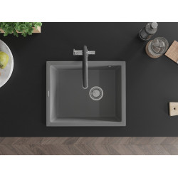 Mexen Pedro  konyhai mosogató gránit 1 medence+ pop up szifon 560 x 460 mm, szürke  - 6508561000-71 1 medencés