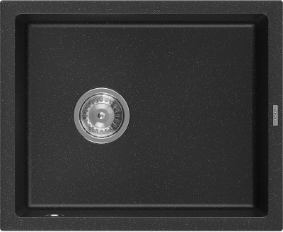 Mexen Pedro  konyhai mosogató gránit 1 medence+ pop up szifon 560 x 460 mm, fekete / króm - 6508561000-73 1 medencés