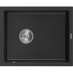 Mexen Pedro  konyhai mosogató gránit 1 medence+ pop up szifon 560 x 460 mm, fekete / króm - 6508561000-73 1 medencés 1 medencés 406959 Mexen