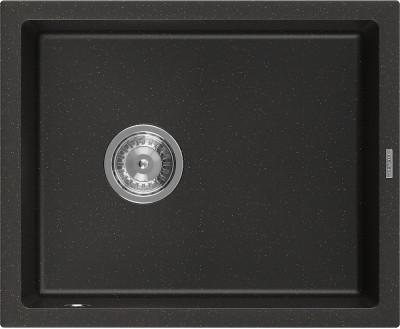 Mexen Pedro  konyhai mosogató gránit 1 medence+ pop up szifon 560 x 460 mm, fekete / arany - 6508561000-75 1 medencés