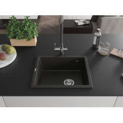 Mexen Pedro  konyhai mosogató gránit 1 medence+ pop up szifon 560 x 460 mm, fekete / arany - 6508561000-75 1 medencés