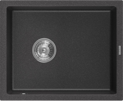 Mexen Pedro  konyhai mosogató gránit 1 medence+ pop up szifon 560 x 460 mm, fekete köhatasu - 6508561000-76 1 medencés
