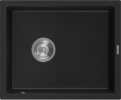 Mexen Pedro  konyhai mosogató gránit 1 medence+ pop up szifon 560 x 460 mm, fekete  - 6508561000-77 1 medencés