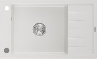 Mexen Elias  konyhai mosogató gránit 1 medence+csepegtetö+ pop up szifon  795 x 480 mm, fehér  - 6511791005-20 1 medencés