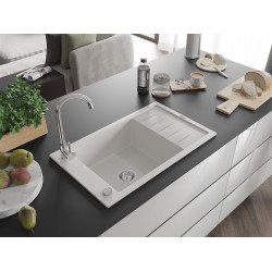 Mexen Elias  konyhai mosogató gránit 1 medence+csepegtetö+ pop up szifon  795 x 480 mm, fehér  - 6511791005-20 1 medencés 1 medencés 406959 Mexen