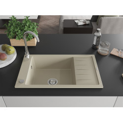 Mexen Elias  konyhai mosogató gránit 1 medence+csepegtetö+ pop up szifon  795 x 480 mm, beige - 6511791005-69 1 medencés