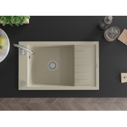 Mexen Elias  konyhai mosogató gránit 1 medence+csepegtetö+ pop up szifon  795 x 480 mm, beige - 6511791005-69 1 medencés