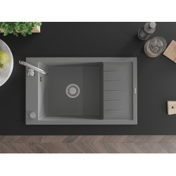 Mexen Elias  konyhai mosogató gránit 1 medence+csepegtetö+ pop up szifon  795 x 480 mm, szürke  - 6511791005-71 1 medencés