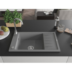 Mexen Elias  konyhai mosogató gránit 1 medence+csepegtetö+ pop up szifon  795 x 480 mm, szürke  - 6511791005-71 1 medencés
