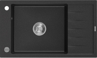Mexen Elias  konyhai mosogató gránit 1 medence+csepegtetö+ pop up szifon  795 x 480 mm, fekete / króm - 6511791005-73 1 medencés