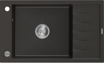 Mexen Elias  konyhai mosogató gránit 1 medence+csepegtetö+ pop up szifon  795 x 480 mm, fekete / arany - 6511791005-75 1 medencés