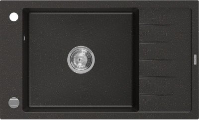 Mexen Elias  konyhai mosogató gránit 1 medence+csepegtetö+ pop up szifon  795 x 480 mm, fekete / arany - 6511791005-75 1 medencés