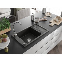 Mexen Elias  konyhai mosogató gránit 1 medence+csepegtetö+ pop up szifon  795 x 480 mm, fekete / arany - 6511791005-75 1 medencés 1 medencés 406959 Mexen