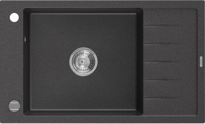 Mexen Elias  konyhai mosogató gránit 1 medence+csepegtetö+ pop up szifon  795 x 480 mm, fekete köhatasu - 6511791005-76 1 medencés