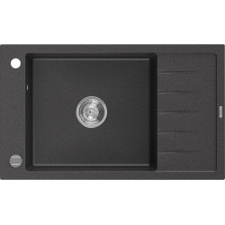 Mexen Elias  konyhai mosogató gránit 1 medence+csepegtetö+ pop up szifon  795 x 480 mm, fekete köhatasu - 6511791005-76 1 medencés 1 medencés 406959 Mexen