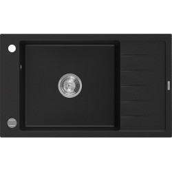 Mexen Elias  konyhai mosogató gránit 1 medence+csepegtetö+ pop up szifon  795 x 480 mm, fekete  - 6511791005-77 1 medencés 1 medencés 406959 Mexen