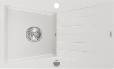 Mexen Cesar  konyhai mosogató gránit 1 medence+csepegtetö+ pop up szifon  775 x 470 mm, fehér  - 6514771010-20 1 medencés