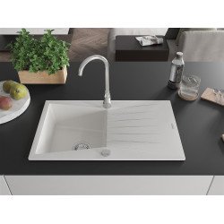 Mexen Cesar  konyhai mosogató gránit 1 medence+csepegtetö+ pop up szifon  775 x 470 mm, fehér  - 6514771010-20 1 medencés
