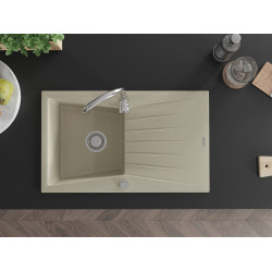 Mexen Cesar  konyhai mosogató gránit 1 medence+csepegtetö+ pop up szifon  775 x 470 mm, beige - 6514771010-69 1 medencés