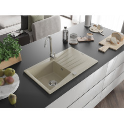 Mexen Cesar  konyhai mosogató gránit 1 medence+csepegtetö+ pop up szifon  775 x 470 mm, beige - 6514771010-69 1 medencés 1 medencés 406959 Mexen