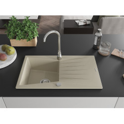 Mexen Cesar  konyhai mosogató gránit 1 medence+csepegtetö+ pop up szifon  775 x 470 mm, beige - 6514771010-69 1 medencés
