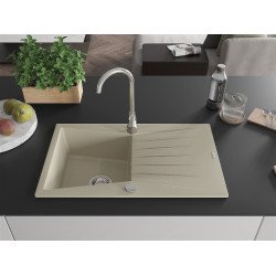 Mexen Cesar  konyhai mosogató gránit 1 medence+csepegtetö+ pop up szifon  775 x 470 mm, beige - 6514771010-69 1 medencés