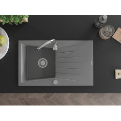 Mexen Cesar  konyhai mosogató gránit 1 medence+csepegtetö+ pop up szifon  775 x 470 mm, szürke  - 6514771010-71 1 medencés