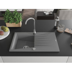 Mexen Cesar  konyhai mosogató gránit 1 medence+csepegtetö+ pop up szifon  775 x 470 mm, szürke  - 6514771010-71 1 medencés