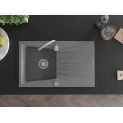 Mexen Cesar  konyhai mosogató gránit 1 medence+csepegtetö+ pop up szifon  775 x 470 mm, szürke  - 6514771010-71 1 medencés